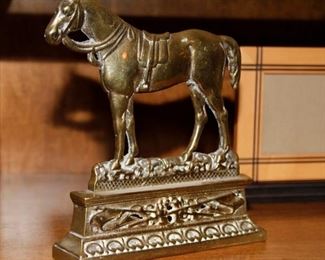 $12.00-Ornate Brass Horse Bookend