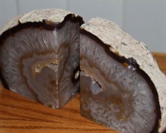 $35.00-Bluish Gray Geode Bookends-Pair
