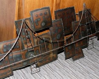 $65.00-Mid Mod Copper Bridge Wall Art