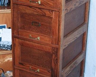 $125.00-Four Drawer Tall Wood Filing Cabinet