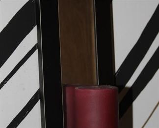 $24.00-Black Metal Wall Candleholder with Red Candle