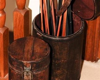 Leather Canisters with Sticks-under $20.00/each