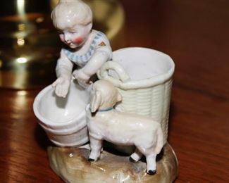 $12.00-Vintage Little Girl with Lamb Porcelain