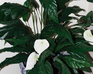 $25.00-Faux Plant in Blue Wicker Planter