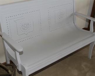 $25.00-Light Blue Bench-needs repair on seat