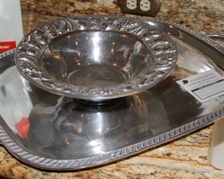 $28.00-Pewter Serving Tray, $15.00-Decorart Pewter Serving Bowl