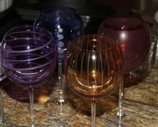 $20.00-Set of 4 Colorful Red Wine Glasses