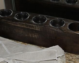 $22.00-Dark Wood Tealight Holder