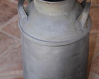 $25.00-Gray Metal Vintage Tall Milk Can