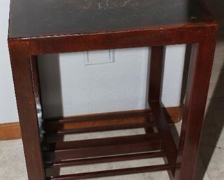 $55.00-Metal Accent Table-needs repair on the top-scratched