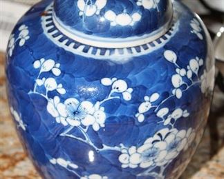 $35 Blue & White Floral Biscuit Jar-Signed
