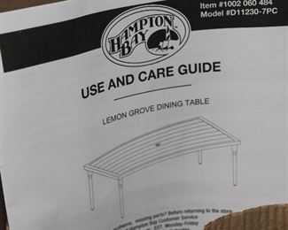 Instructions for Hampton Bay Lemon Grove Patio Table