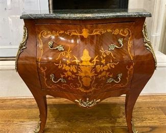 Louis XV Bombe Marble Top Chest