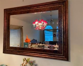 Framed beveled wall mirror