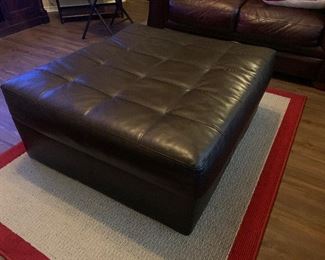Large tufted leather ottoman coffee table