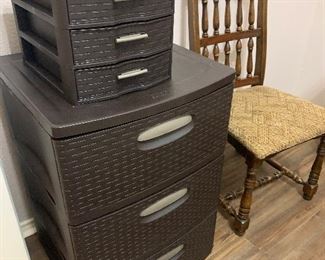 Wicker style file cabinet and organizer drawers