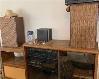 Vintage stereo in cabinet