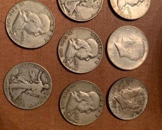 90% silver Franklin and Kennedy half dollars, and walking liberty half dollars