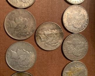 90% silver 1920s Morgan and Peace dollars