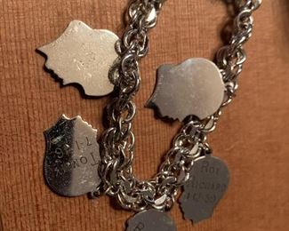 Sterling silver engraved charm bracelet