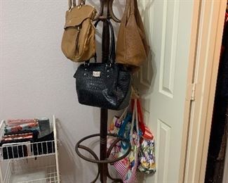Hall tree coat rack, and handbags
