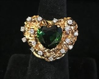 18kt  Tourmaline heart ring, approx. 3.65 carat center stone.
