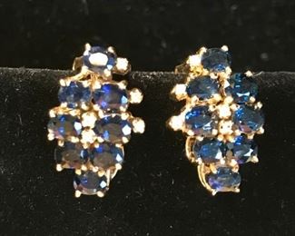 Sapphire and diamond earrings.