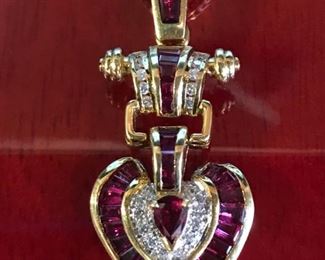 18kt Ruby and diamond pendant.