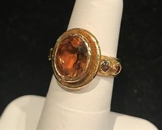 Elizabeth Locke imperial topaz and chocolate diamond ring