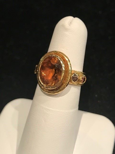 Elizabeth Locke imperial topaz and  chocolate diamond ring