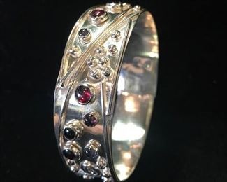 Sterling bracelet with garnets