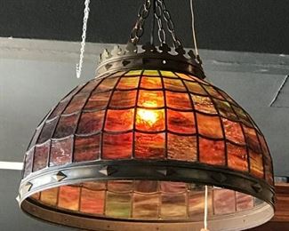 Beautiful old stained glass light fixture. Large in scale