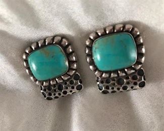 Dian Malouf clip turquoise earrings