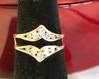 14kt gold and diamond ring guard. 