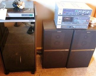 Sony stereo system and cabinet.