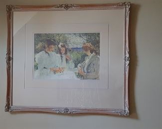 Large Framed Picnic Scene Picture -  40" x 60"    $