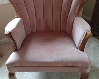 Pink Velvet High Back Chair  - 30 1/4" x 2' x 3'                                   $