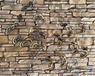 Large signed C. Jere “Ginkgo Tree” wall sculpture.  62”W x 58”T