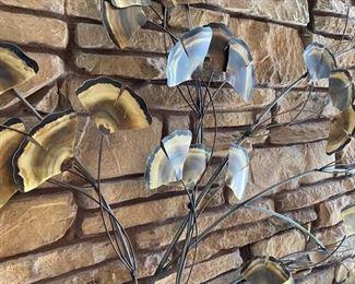 Large signed C. Jere “Ginkgo Tree” wall sculpture.  62”W x 58”T