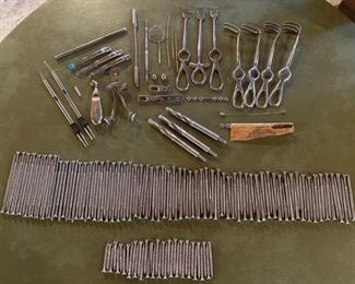 Orthopedic surgery tools and large selection of various size bone screws