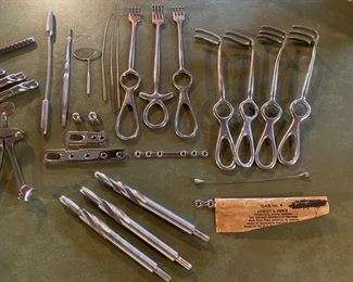 Orthopedic surgery tools and large selection of various size bone screws