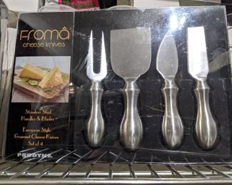 (2) Sets Froma Cheese Knives, With Champagne Glasses