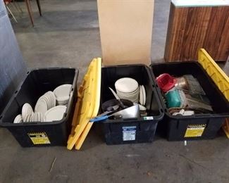 Three Dishtubs full of Dishware and Misc