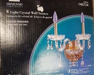 Lights, lamps and light fixtures. Swarovski 2 light crystal wall sconce