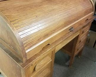 "C" top antique oak desk