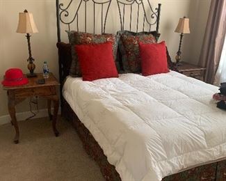 Queen size bed with a rarely slept on Tempurpedic mattress 
