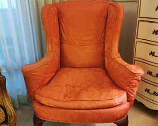 Red Wing Chair, very sturdy frame, upholstered in the 70's