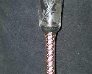 Single Dutch Wine Glass, compound opaque red twist stem, circa 1775