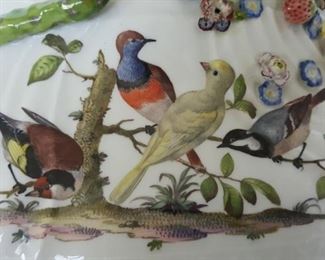 Meissen Tureen & original Lid, Mid/Late 18th Century with painted birds, insects and several vegetables.