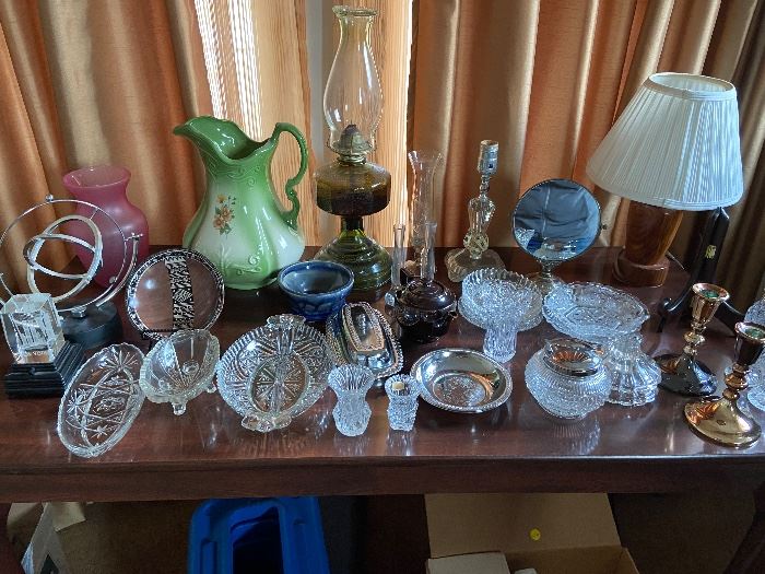From vintage glass, oil lamp, to handmade lamps 